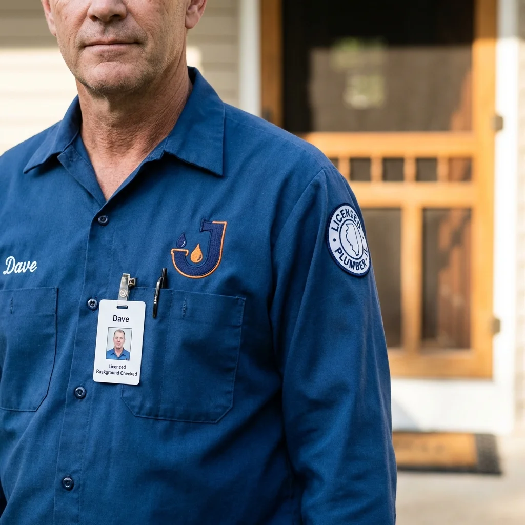 Licensed plumber showing ID badge in Smackover, AR