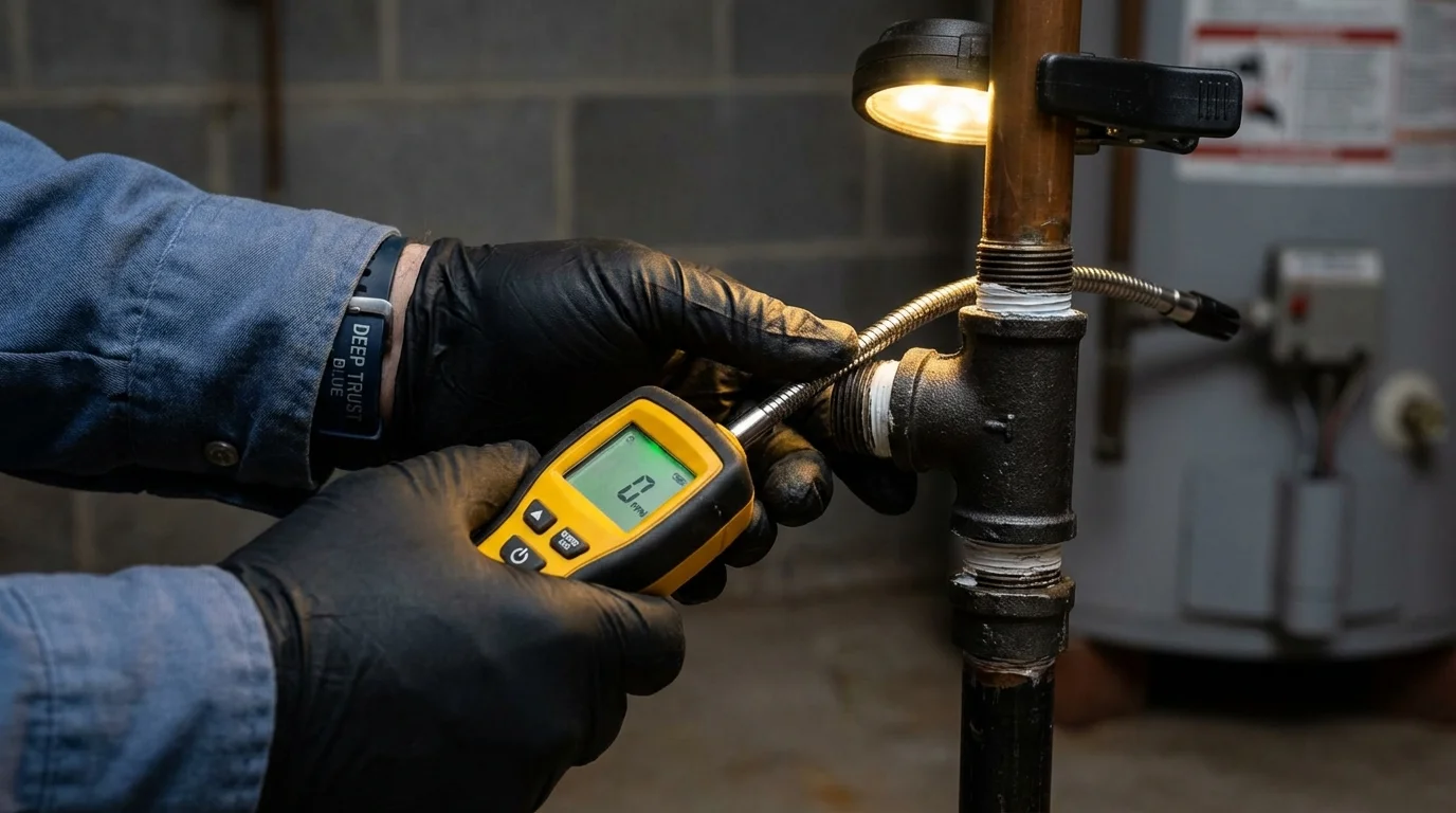 Gas leak detection with electronic sniffer by Johns Plumbing LLC in Smackover